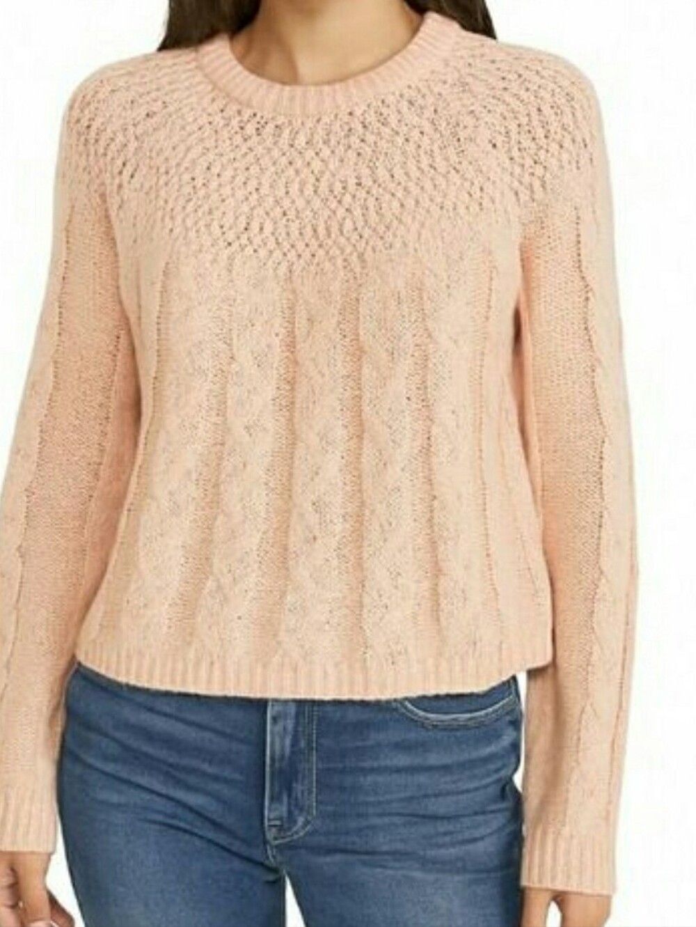 Hollister Peach - Pink Cable Knit Long Sleeve Sweater - Size Small